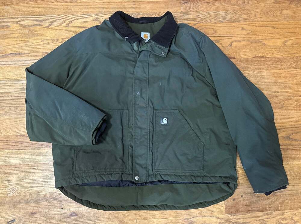 Carhartt Men's Nylon Shell Jacket J174 PGN Full Zip Green, Size 2XL Work Heavy